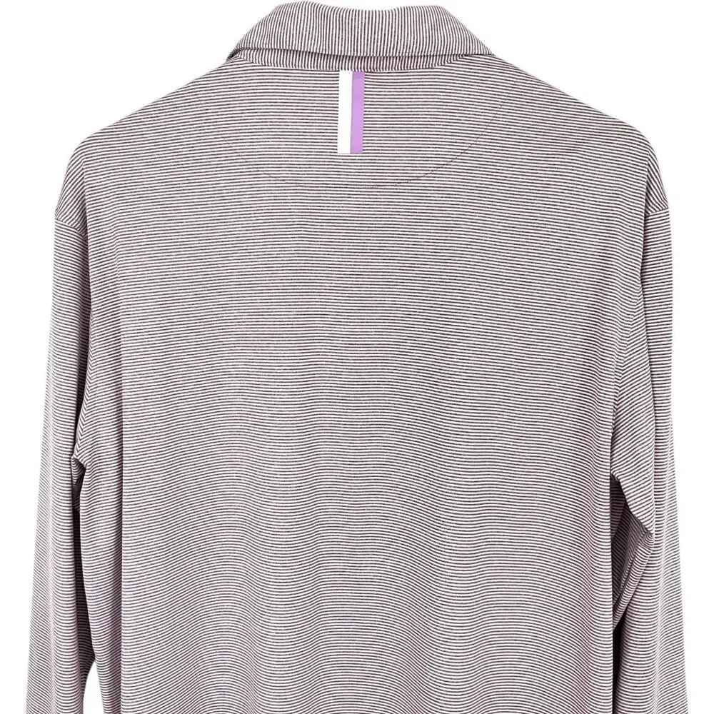 Rhoback The Whaler Performance Polo Purple Heather Stripe Men's L Long Sleeve - Picture 5 of 11